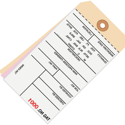 6 1/4 x 3 1/8 in #8 3-Part Carbonless Inventory Tags G16031 - alias listing