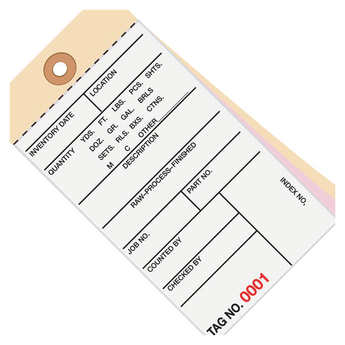 6.25x3.125 #8 3-Part Carbonless Inventory Tags 500/Case G16071