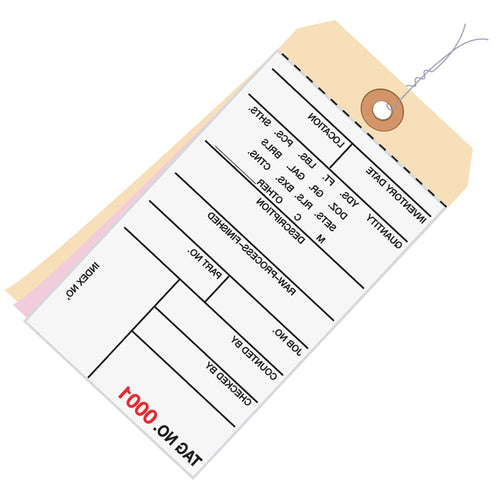 6 1/4 x 3 1/8 in #8 3-Part Carbonless Inventory Tags Pre-Wired 500/Case G16143 - alias listing