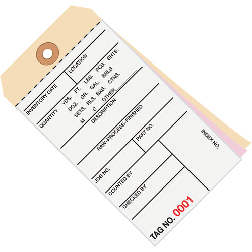 Streamline inventory tracking with these durable 3-part carbonless tags (6.25