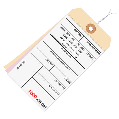 6 1/4 x 3 1/8 in #8 3-Part Carbonless Inventory Tags Pre-Wired 500/Case G16173 - alias listing