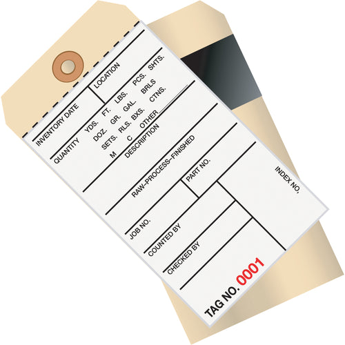 Keep inventory organized and compliant with consecutively numbered 2-part carbon tags. These 6.25