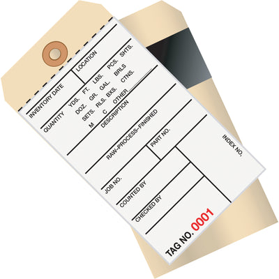 Keep inventory tracked and compliant with consecutively numbered 2-part carbon tags. Each tag features a reinforced eyelet, adhesive strip, and 10-point cardstock construction‚sold in cases of 500. Pre-punched and ready to string or wire for immediate deployment.