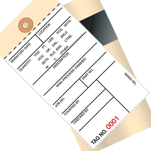 6 1/4 x 3 1/8 in 2-Part Carbon Inventory Tags 500/Case G17071 - alias listing