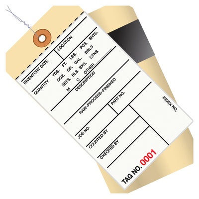6 1/4 x 3 1/8 in 2-Part Carbon Inventory Tags Pre-Wired 500/Case G17073 - alias listing