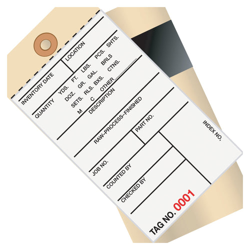 6 1/4 x 3 1/8 in 2-Part Carbon Inventory Tags 500/Case G17091 - alias listing