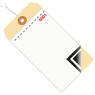 Keep inventory organized with sequential, pre-wired 3-part carbon tags sized 6 1/4" x 3 1/8". Built on durable 10-point manila cardstock with reinforced eyelets and adhesive strips for easy attachment. Case of 500 tags comes ready to use‚no assembly required.