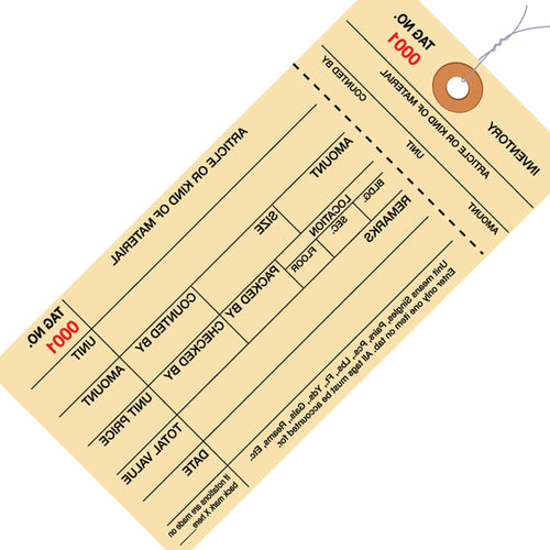6 1/4 x 3 1/8 in 10 Pt Pre-Wired Inventory Tags 1000/Case G18023 - alias listing