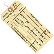 6.25x3.12 Inventory Tags 1 Part Stub Style #8 Pre-Wired 2000-2999