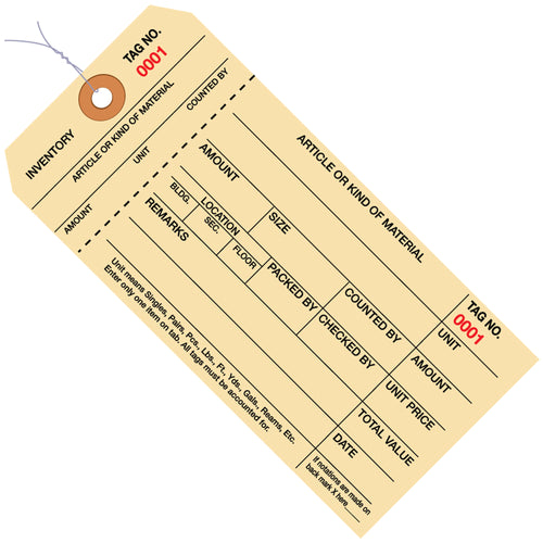 Industrial-grade pre-wired inventory tags featuring a detached stub that stays with your product for complete tracking. 6 1/4 x 3 1/8