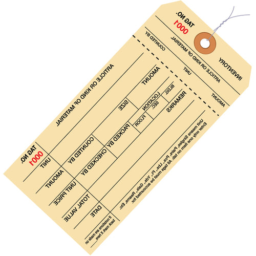 6 1/4 x 3 1/8 in #8 10 Pt Pre-Wired Inventory Tags Cardstock 1000/Case G18093 - alias listing
