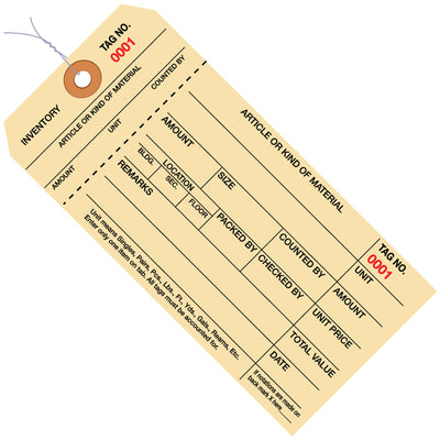 Keep products tracked from warehouse to delivery with pre-wired stub-style inventory tags that detach and stay with your shipment. These #8 Manila tags feature 10-point cardstock, reinforced eyelets, and come pre-wired with 12" tag wire for immediate use. Order a case of 1,000 and streamline your shipping compliance today.