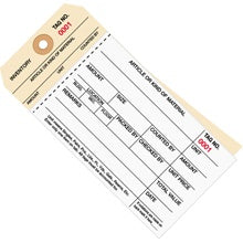 6.25x3.12 Inventory Tags 2 Part Carbonless Stub Style #8 0000-0499