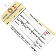 6.25x3.12 Inventory Tags 2 Part Carbonless Stub #8 Pre-Wired 0000-0499