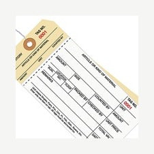 6.25x3.12 Inventory Tags 2 Part Carbonless Stub #8 Pre-Wired 0500-0999
