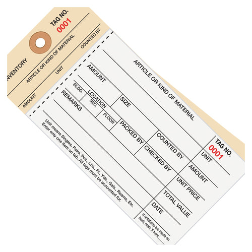 6 1/4 x 3 1/8 in #8 2-Part Carbonless Inventory Tags G19031 - alias listing