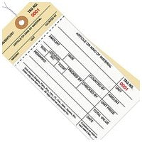 6.25x3.12 Inventory Tags 2 Part Carbonless Stub #8 Pre-Wired 1500-1999