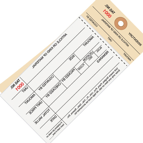 6 1/4 x 3 1/8 in #8 2-Part Carbonless Inventory Tags 500/Case G19061 - alias listing