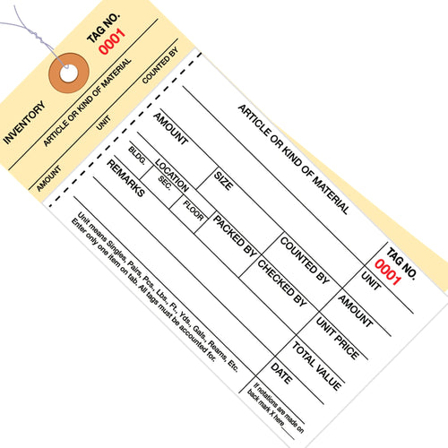 6.25x3.13 Inventory Tags 2-Part Carbonless Pre-Wired 500/Case G19063 - alias listing