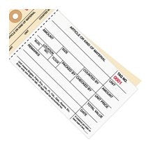 6.25x3.12 Inventory Tags 2 Part Carbonless Stub Style #8 3500-3999