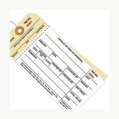 6.25x3.12 Inventory Tags 2 Part Carbonless Stub #8 Pre-Wired 3500-3999