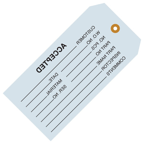4 3/4 x 2 3/8 in 13 Pt Blue Inspection Tags Cardstock 1000/Case G20011 - alias listing