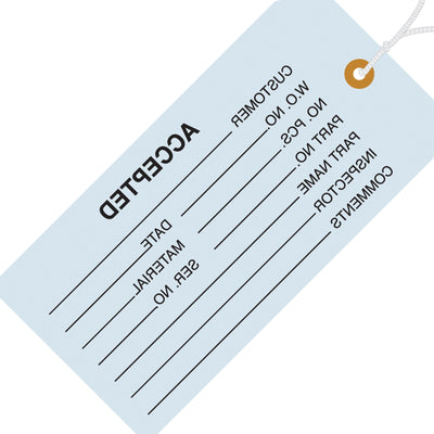 4 3/4 x 2 3/8 in 13 Pt Blue Inspection Tags Cardstock Pre-Strung 1000/Case G20012 - alias listing