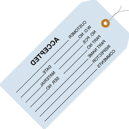 4 3/4 x 2 3/8 in 13 Pt Blue Inspection Tags Cardstock Pre-Wired 1000/Case G20013 - alias listing