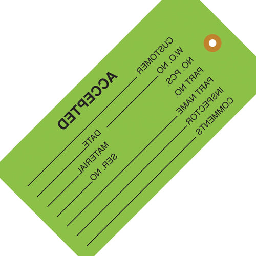 4 3/4 x 2 3/8 in 13 Pt Green Inspection Tags Cardstock 1000/Case G20021 - alias listing