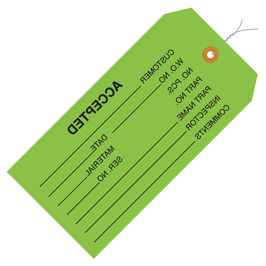 4 3/4 x 2 3/8 in 13 Pt Green Accepted Inspection Tags Cardstock 1000/Case G20023 - alias listing