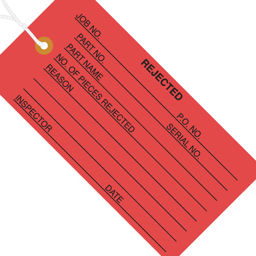 4 3/4 x 2 3/8 in 13 Pt Red Rejected Inspection Tags Cardstock 1000/Case G20032 - alias listing