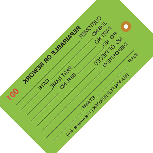4 3/4 x 2 3/8 in 13 Pt Green Inspection Tags Cardstock 1000/Case G20041 - alias listing