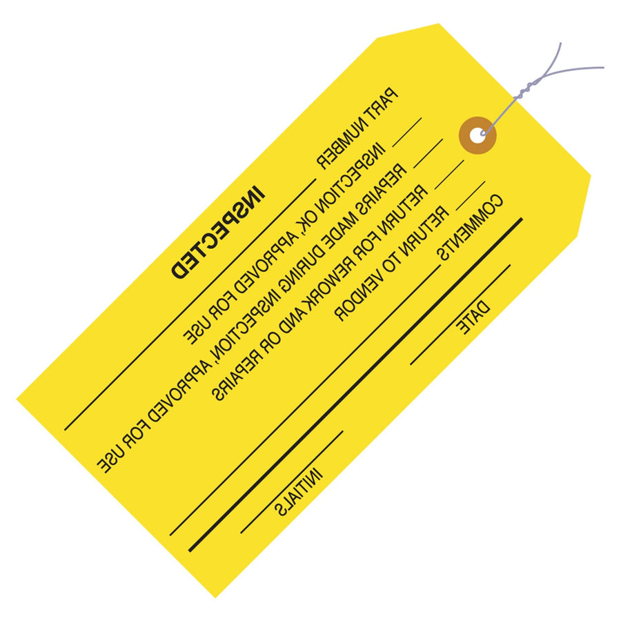 4 3/4 x 2 3/8 in Yellow Inspection Tags Pre-Wired 1000/Case G20063 - alias listing