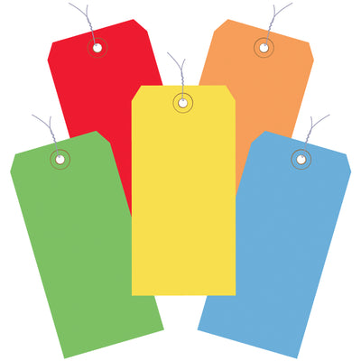 Streamline your shipping operation with 1,000 pre-wired assorted color shipping tags in durable 13 point cardstock. Each case includes 200 tags each in red, blue, green, yellow, and orange‚ready to use with reinforced 3/16" eyelets and 12" 26-gauge wire. Color-coded organization saves time and reduces shipping errors on every shipment.