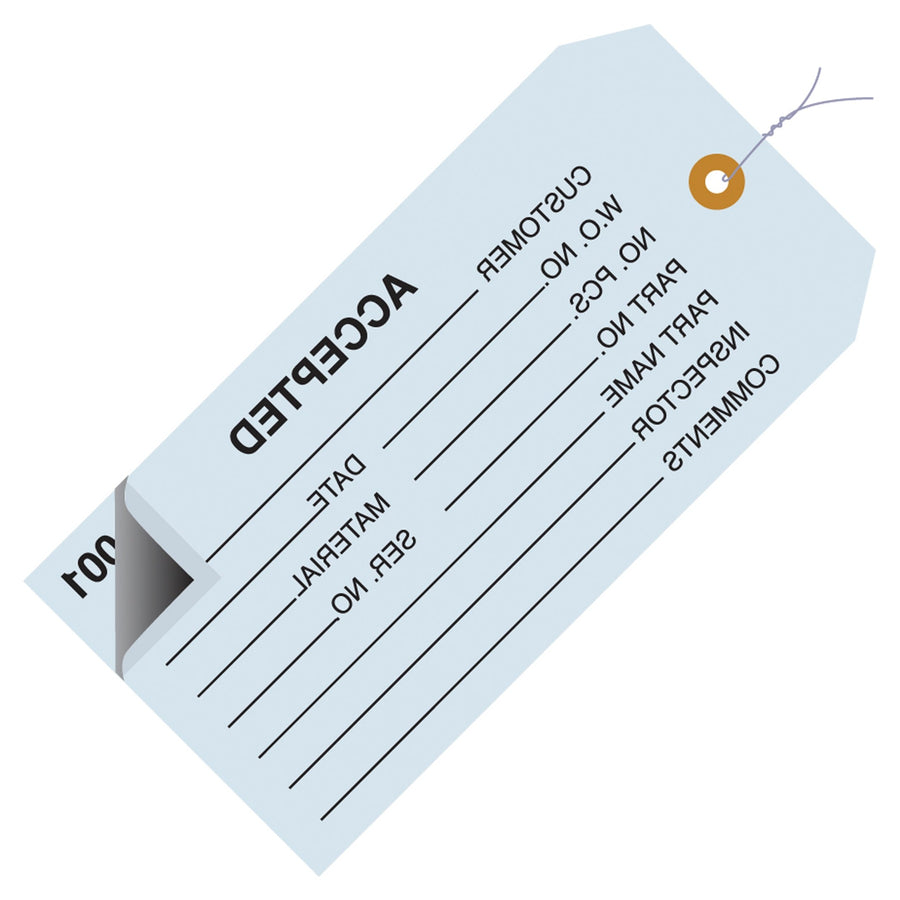 4 3/4 x 2 3/8 in 13 Pt Pre-Numbered Inspection Tags Cardstock 500/Case G21013 - alias listing