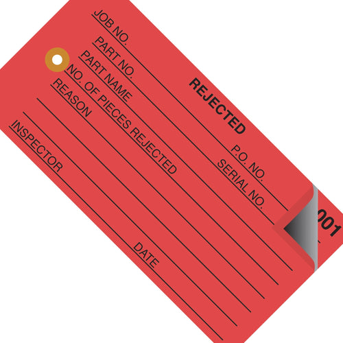 4 3/4 x 2 3/8 in 13 Pt Red Rejection Inspection Tags Cardstock 500/Case G21021 - alias listing