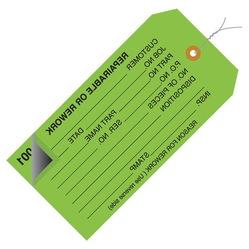 4 3/4 x 2 3/8 in 13 Pt Green Inspection Tags Cardstock Pre-Wired 500/Case G21033 - alias listing