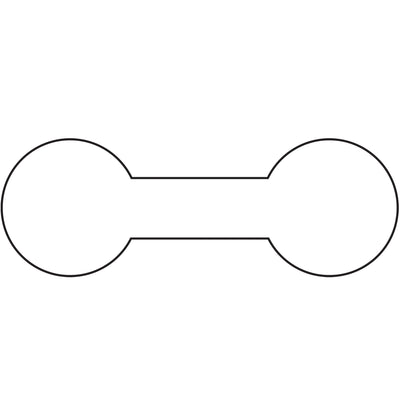 Pre-strung white barbell-shaped merchandise tags ready to use straight from the case. Each tag measures 7/16 x 1 5/16" and features adhesive ends specifically designed for jewelry applications. Cost-effective bulk solution: 1,000 tags per case with cotton string already attached.