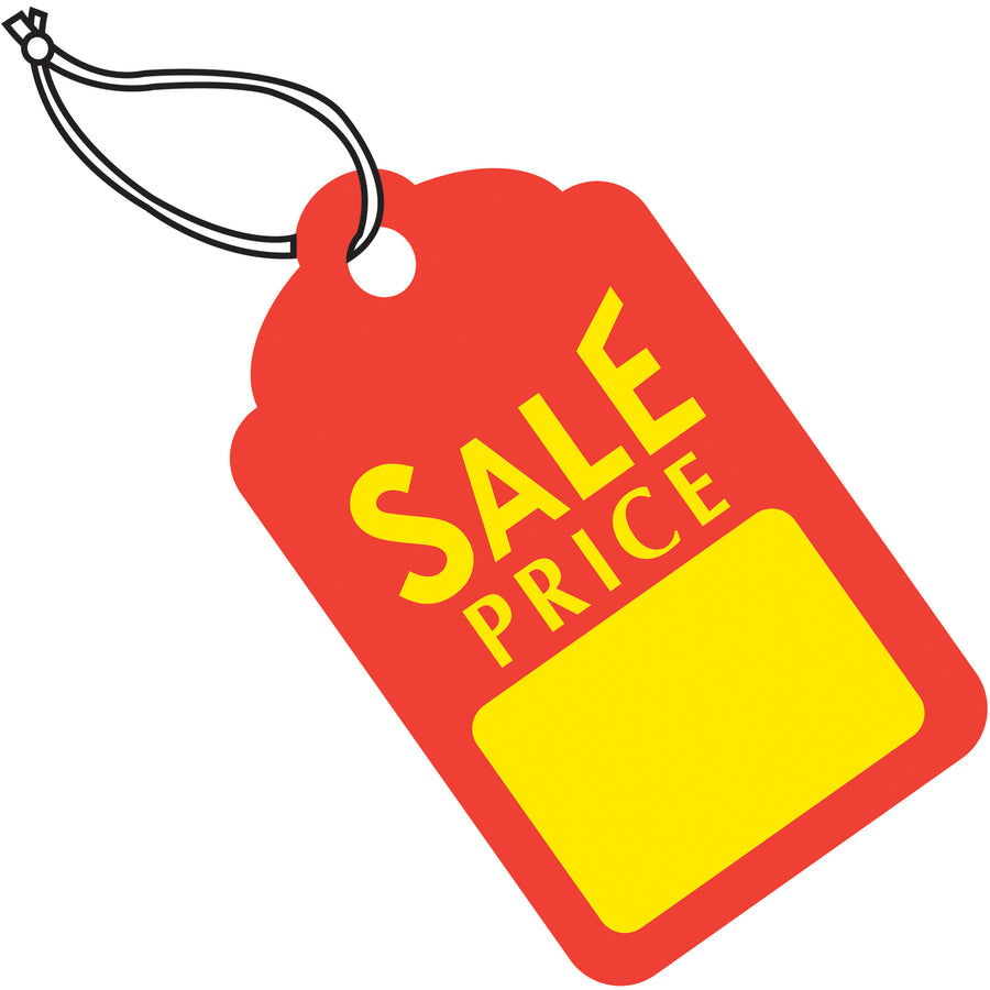 1 3/4 x 2 7/8" Red Yellow Sale Price Tags - Pre-Strung, Case 1000