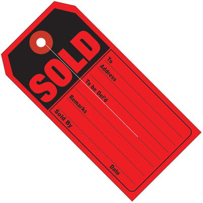 Pre-printed retail message tags with bold, high-contrast red and black printing that grab customer attention instantly. 4.75" x 2.38" dimensions, 13-point cardstock construction, and convenient string slits for fast attachment to merchandise. Ships as case of 500‚bulk savings for high-volume retail operations.