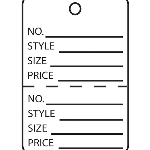 1 1/4 x 1 7/8 in 10 Pt White Perforated Garment Tags Paper 1000/Case G26012 - alias listing