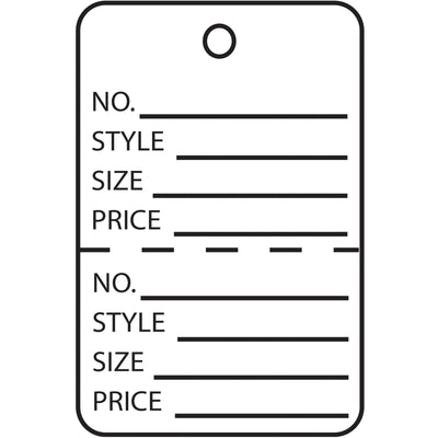 1 1/4 x 1 7/8" White Perforated Garment Tags - 10pt Paper, Case of 1000