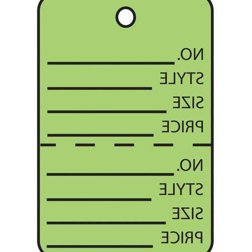 1 3/4 x 2 7/8 in 10 Pt Green Perforated Garment Tags Paper 1000/Case G26015