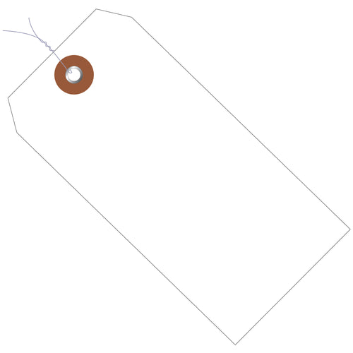 Waterproof white vinyl pre-wired shipping tags built to withstand rough indoor and outdoor conditions. Each case includes 100 tags with metal eyelets and 12