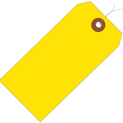 4 3/4 x 2 3/8 in Yellow Plastic Shipping Tags Pre-Wired 100/Case G26052W - alias listing