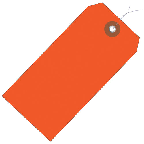 4 3/4 x 2 3/8 in Orange Vinyl Shipping Tags Pre-Wired 100/Case G26053W