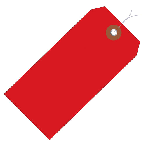 4 3/4 x 2 3/8 in Red Vinyl Shipping Tags Pre-Wired 100/Case G26056W - alias listing