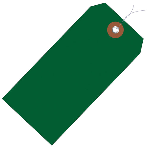6 1/4 x 3 1/8 in Green Vinyl Shipping Tags Pre-Wired 100/Case G26061W - alias listing