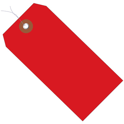 Heavy-duty red vinyl shipping tags built for rough conditions. Pre-wired with metal eyelets and waterproof construction for reliable identification in any environment. 6 1/4" x 3 1/8" dimensions‚case of 100 tags.