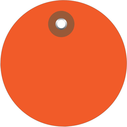 2 in Orange Vinyl Circle Tags with Eyelet Waterproof 100/Case G26067 - alias listing